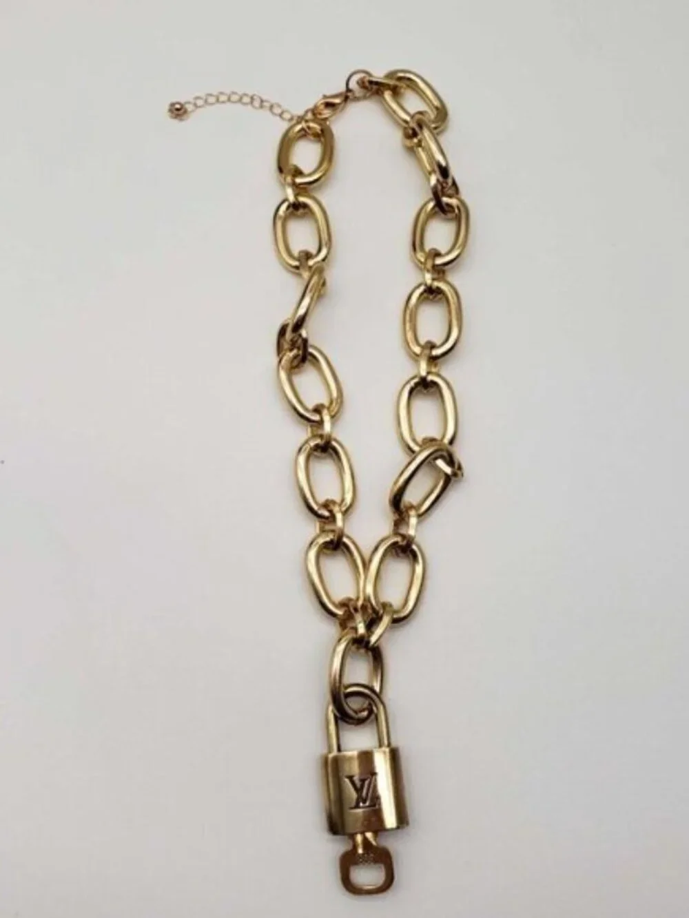 Gold-Plated Necklace with Authentic Louis Vuitton Padlock